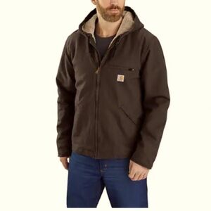 Men’s Small Carhartt Hooded Washed Duck Sherpa-lined Jacket